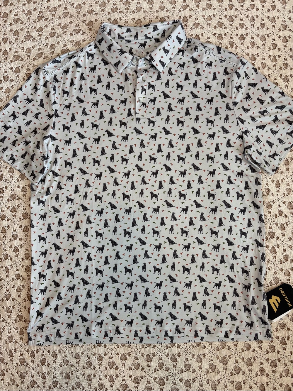 Burlebo Ducks & Dogs Performance Polo Size Large NWT
